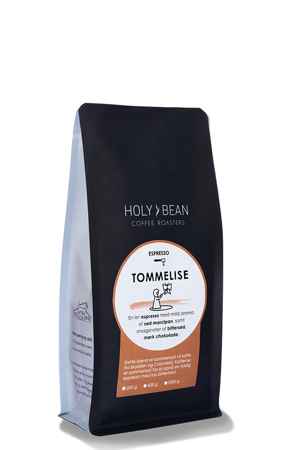 Holy Bean Tommelise Espresso blend med kaffe fra Brasilien og Colombia i 1kg pose