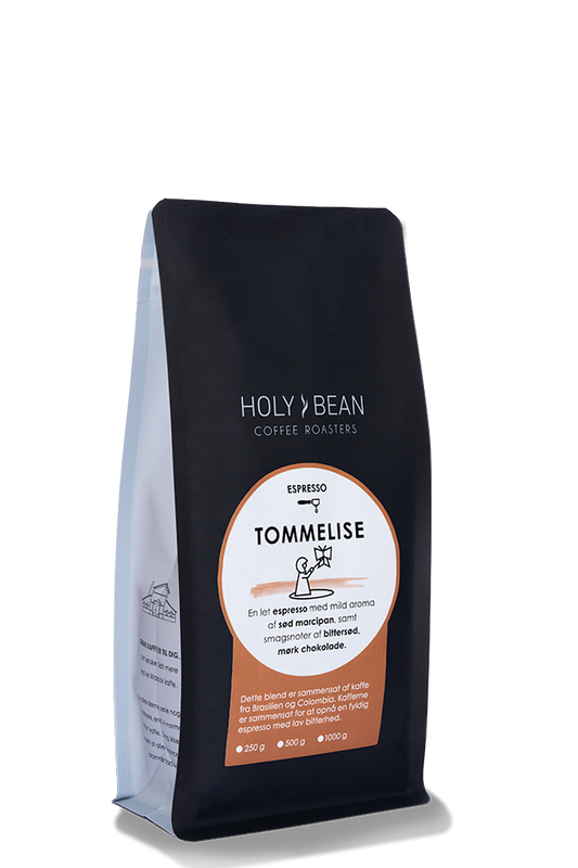 Holy Bean Tommelise Espresso blend med kaffe fra Brasilien og Colombia i 1kg pose