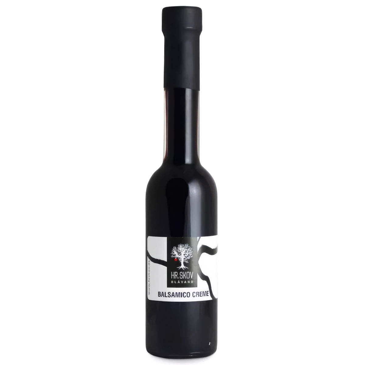 Flaske med Hr. Skov balsamico – sød balsamico (43%) med vineddike og koncentreret druemost, 20 cl, velegnet til salater, dressinger, marinader og glasering