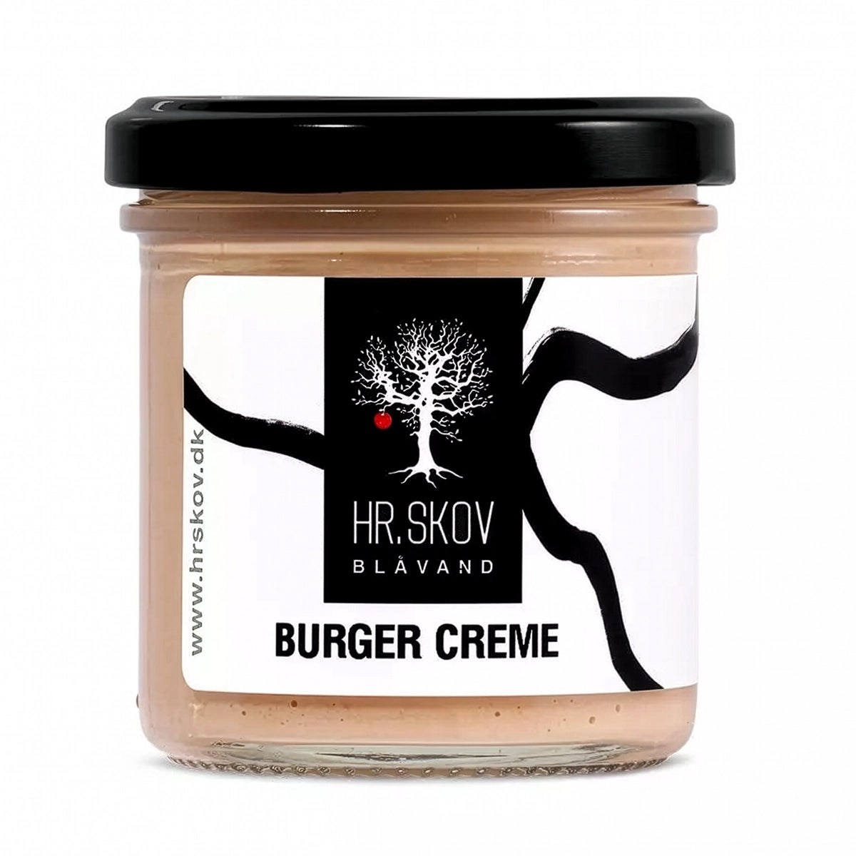 Hr. Skov Burger Creme 130 g – cremet burgerdressing med estragon og pasteuriserede æggeblommer, perfekt til burger, sandwich og salater, også lækker rørt med creme fraiche til kold torsk