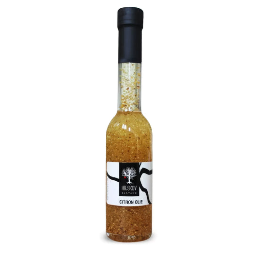 Hr. Skov Citron olie 20 cl – rapsolie med 4% citronskaller, aromatisk citrusolie til finish på fisk, salater, grøntsager og pasta, frisk citrusløft i madlavning