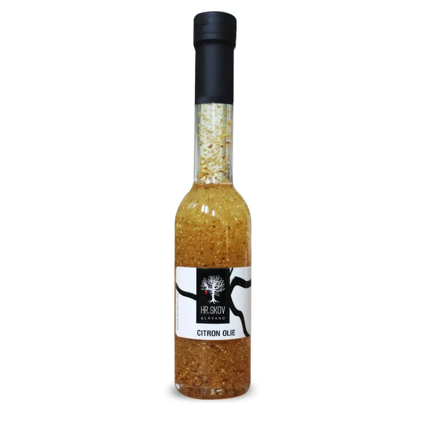 Hr. Skov Citron olie 20 cl – rapsolie med 4% citronskaller, aromatisk citrusolie til finish på fisk, salater, grøntsager og pasta, frisk citrusløft i madlavning