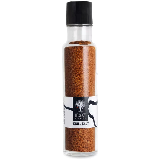 Hr. Skov Grill salt i glas – kryddersalt med salt (95%) og røget paprika, 260 g, velegnet til grill, steak, kylling, kartofler og grøntsager