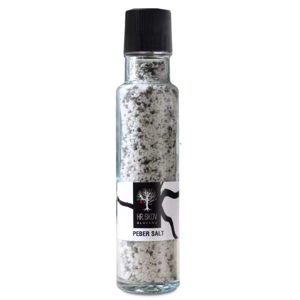 Hr. Skov peber salt i kværn – salt (93%) og sort peber (7%) i kværn, 270 g, til krydring af kød, fisk, grøntsager, kartofler og salater