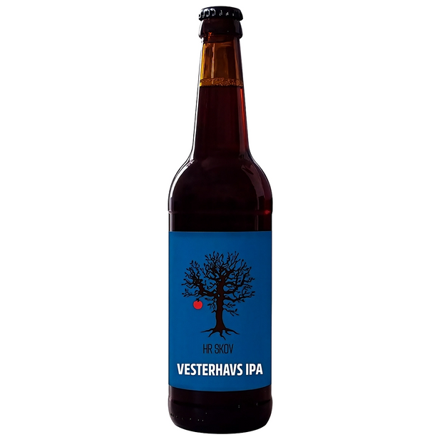 Hr. Skov Vesterhavs IPA 50 cl – frisk og humlet IPA brygget på byg-, hvede- og havremalt med humletyperne Chinook, Amarillo, Citra og Mosaic, frugtige tropiske noter, 5% alkohol