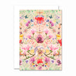 All By Voss lille foldet kort Botanicals Magical Garden A7 med råhvid kuvert – originalt akvarelmotiv af Annemette Voss Fridthjof med botaniske illustrationer på beige bund, trykt på postkortkarton og produceret i Danmark
