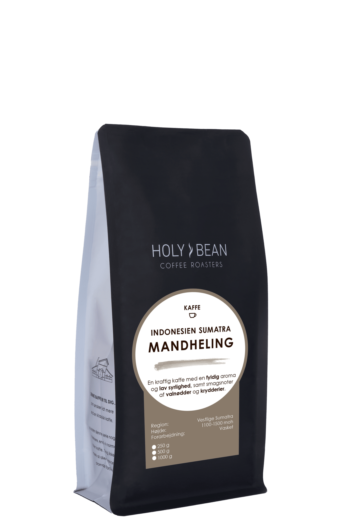 Holy Bean Indonesien Mandheling filterkaffe fra Sumatra med valnød og krydderier i 250 g pose