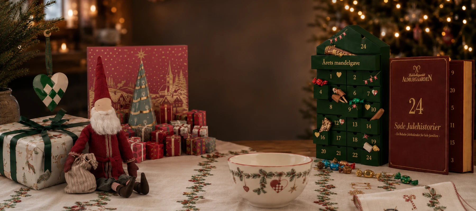 Juleprodukter hos SMAGdansk med julekalendere, julegaver og hyggelig dansk julestemning.
