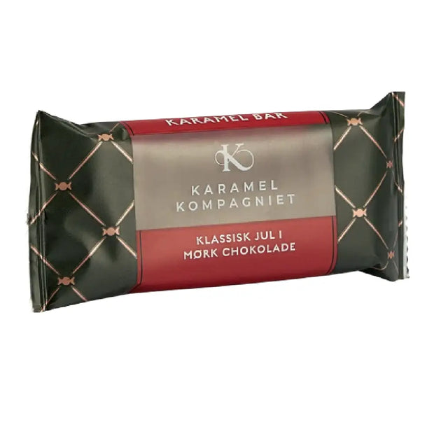 Karamel Kompagniet Karamel Bar Klassisk Jul med mørk chokolade, blød håndlavet julekaramel med varme julekrydderier, 50 g