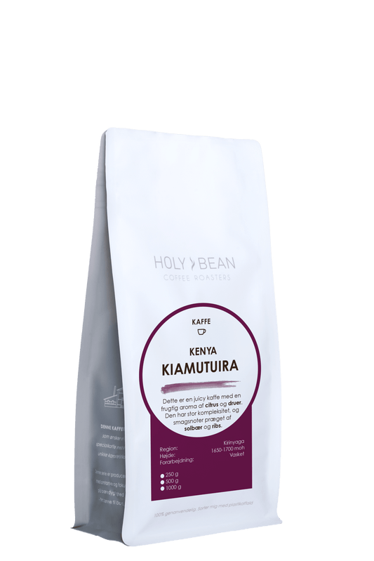 Holy Bean Kenya Kiamutuira filterkaffe fra Kirinyaga med solbær og ribs i 250 g pose