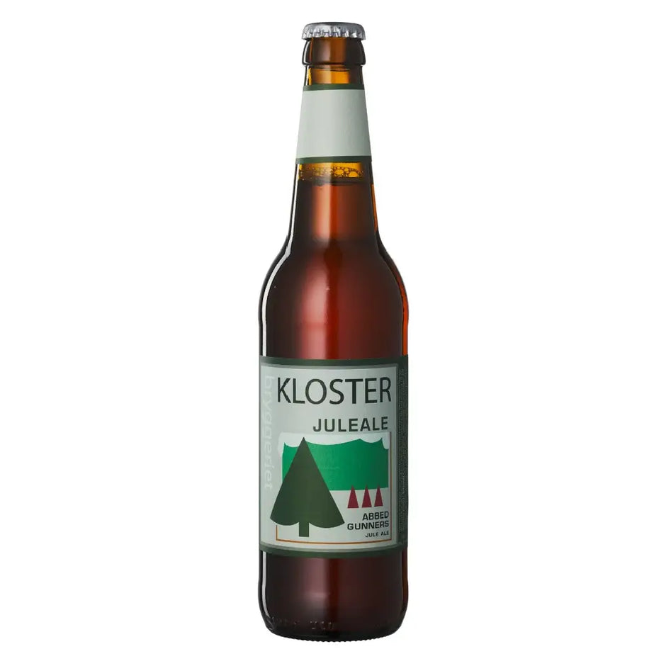 Klosterbryggeriet Abbed Gunners Juleale 50 cl, kobberfarvet dansk juleøl med 6,1 % alkohol, appelsinskal, slåenbær, anis og nelliker