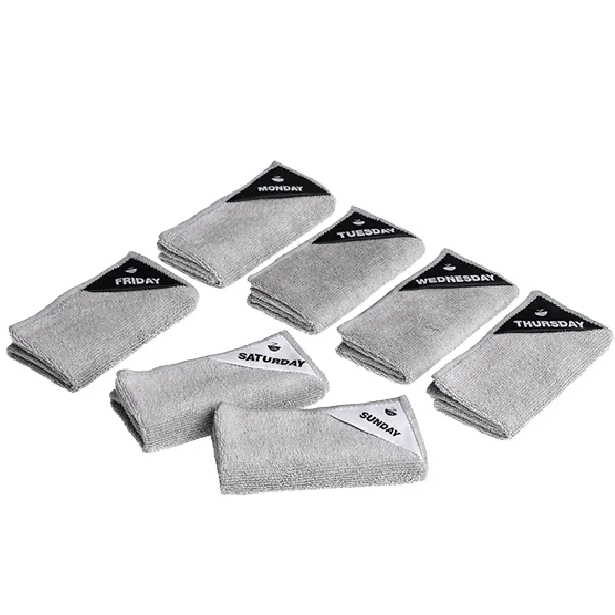 Klud Ugedagsklude Grå 7 stk. i mikrofiber med én klud til hver dag i ugen