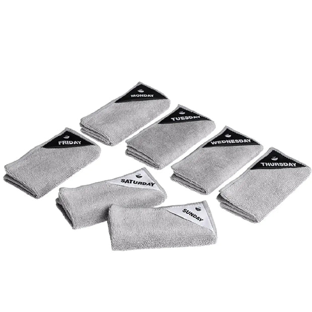Klud Ugedagsklude Grå 7 stk. i mikrofiber med én klud til hver dag i ugen