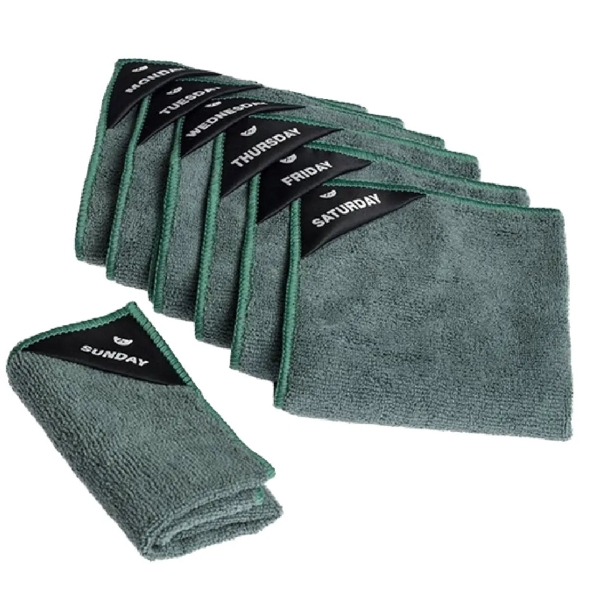 Klud Ugedagsklude Grøn 7 stk. i mikrofiber med én klud til hver dag i ugen