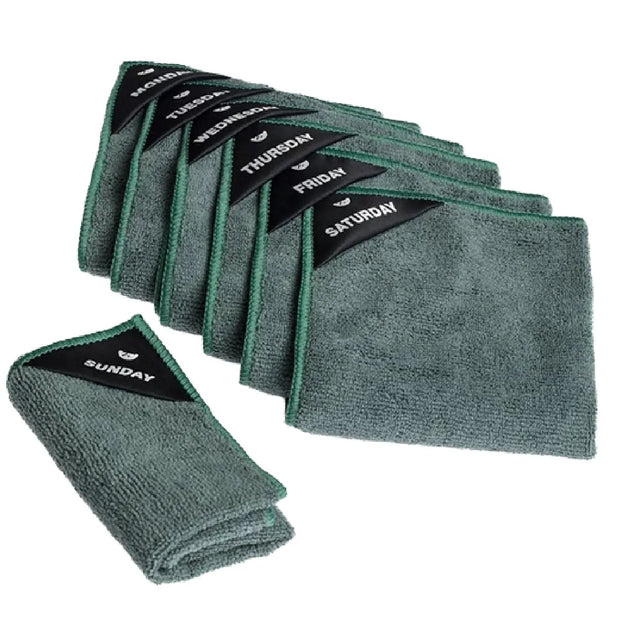 Klud Ugedagsklude Grøn 7 stk. i mikrofiber med én klud til hver dag i ugen