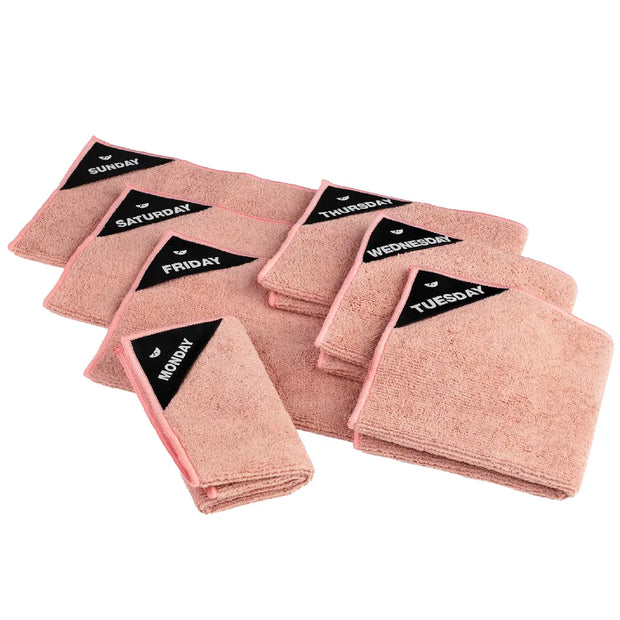 Klud Ugedagsklude Rosa 7 stk. i mikrofiber med én klud til hver dag i ugen