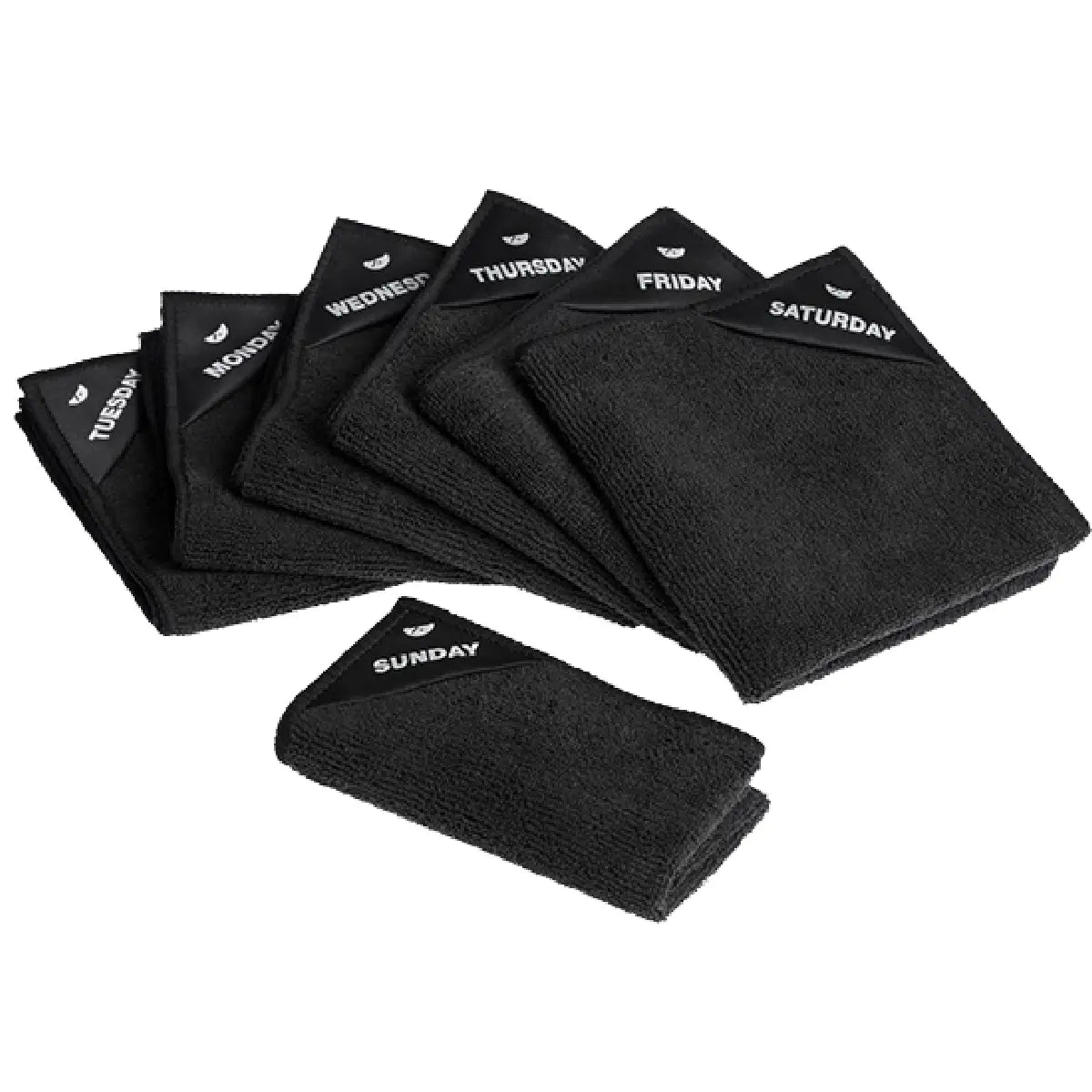 Klud Ugedagsklude Sort 7 stk. i mikrofiber med én klud til hver dag i ugen