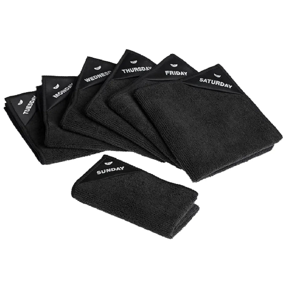 Klud Ugedagsklude Sort 7 stk. i mikrofiber med én klud til hver dag i ugen