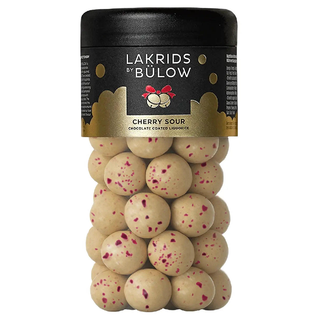 Lakrids by Bülow Cherry Sour Regular, sød lakrids med hvid chokolade og sprødt kirsebærgranulat, glutenfri luksuslakrids, 270 g