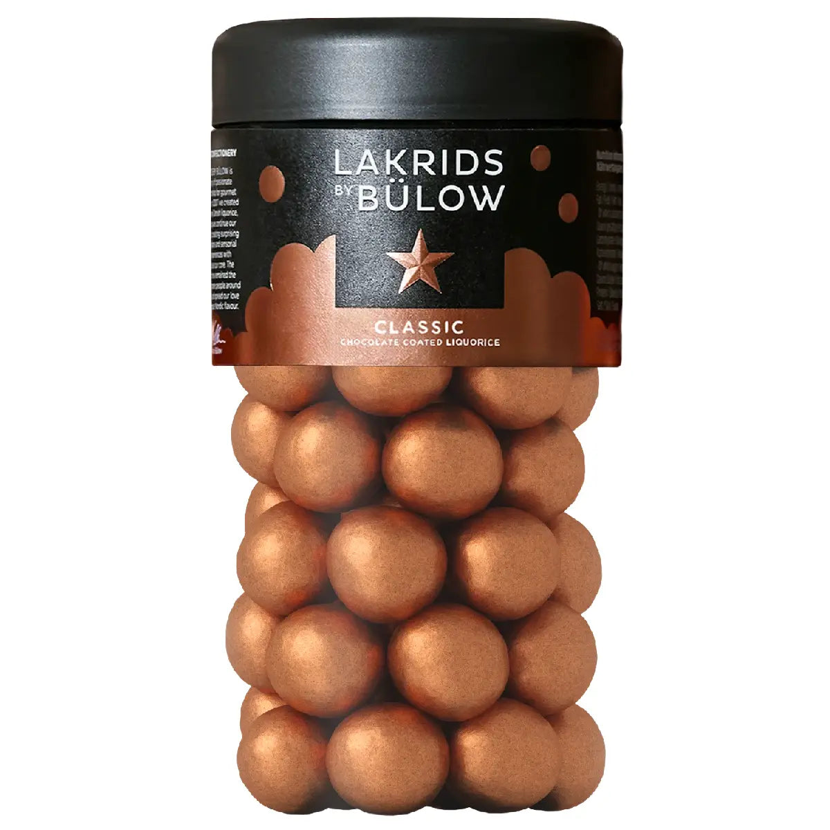 Lakrids by Bülow Classic Caramel Regular, sød lakrids overtrukket med dulcechokolade og havsalt, glutenfri lakrids i bøtte, 270 g