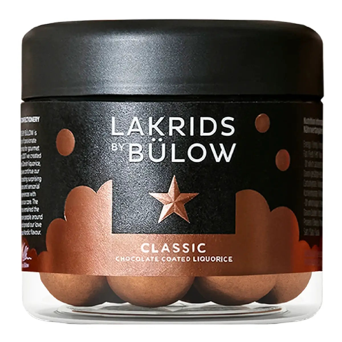 Lakrids by Bülow Classic Caramel Small, sød lakrids overtrukket med dulcechokolade og havsalt i lille bøtte, glutenfri, 115 g