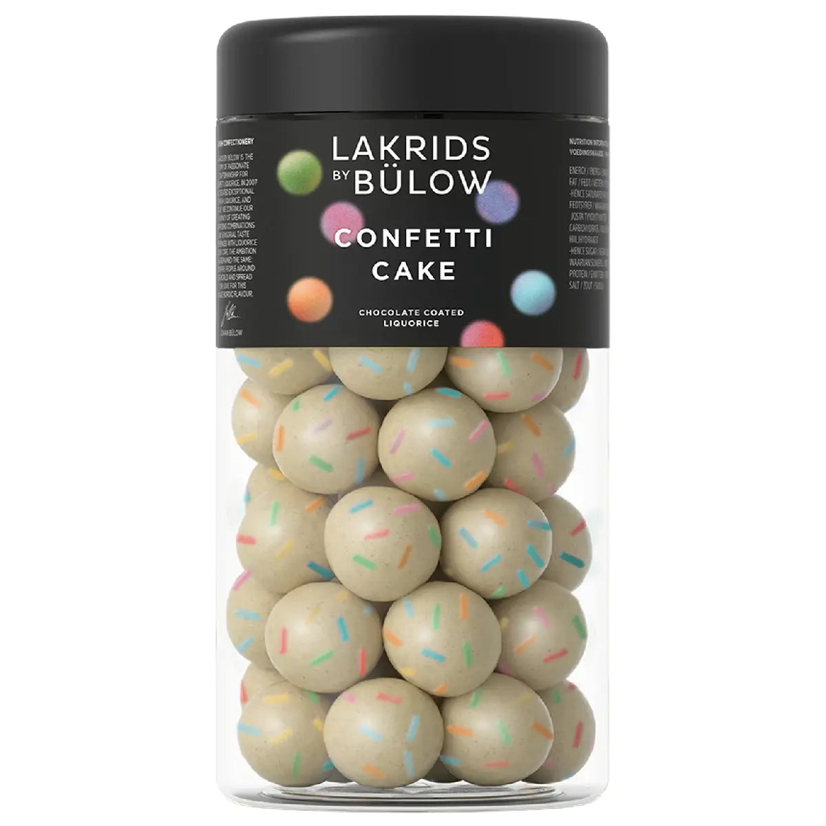 Lakrids by Bülow Confetti Cake med sød lakrids, hvid chokolade, jordbær, ananas og krymmel, 270 g