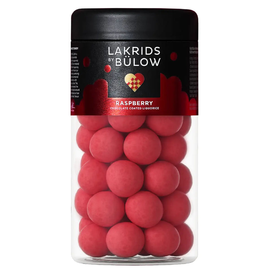 Lakrids by Bülow Crispy Raspberry Regular 270 g med hindbær, hvid chokolade og sød lakrids