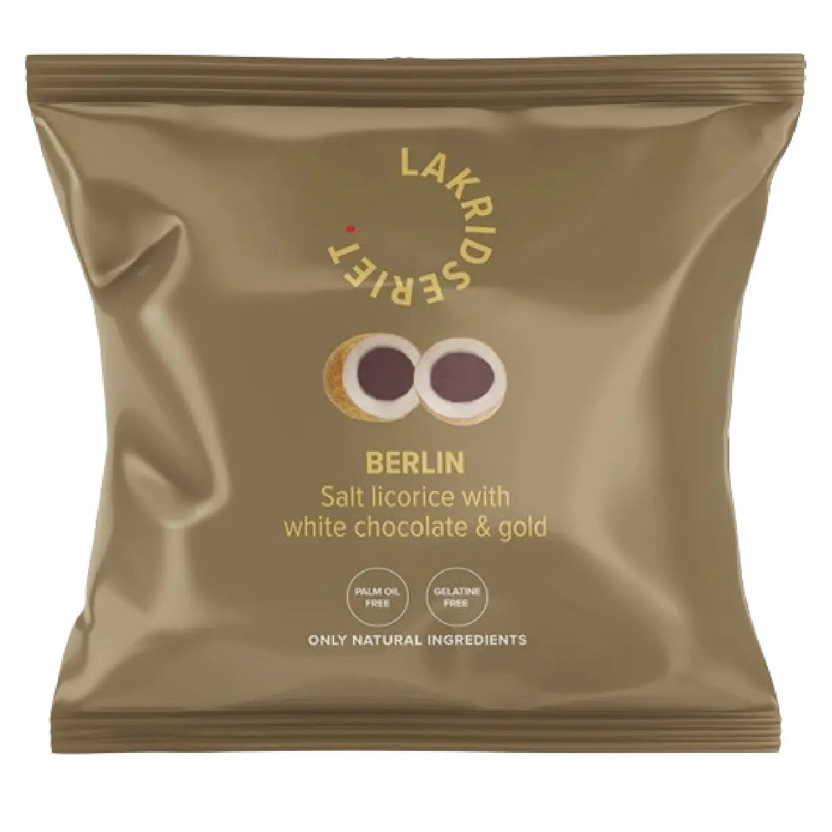 Lakridseriet Berlin salt lakrids med hvid chokolade i lille flowpose, 36 g