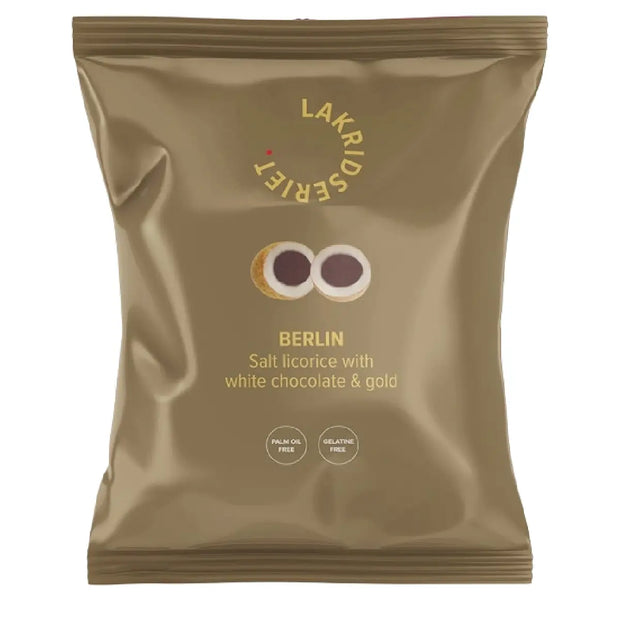 Lakridseriet Berlin salt lakrids med hvid chokolade i stor flowpose, 95 g