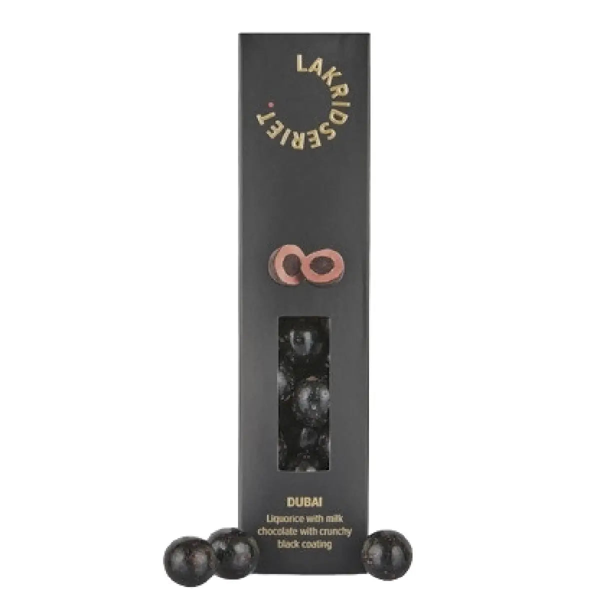 Lakridseriet Dubai lakrids med flødechokolade og sprød crunch i designæske, ca. 170 g