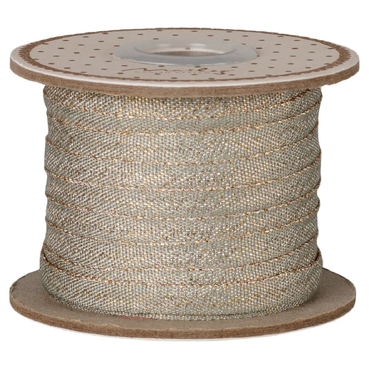 Maileg bånd mint og guld med glittereffekt til gaveindpakning
