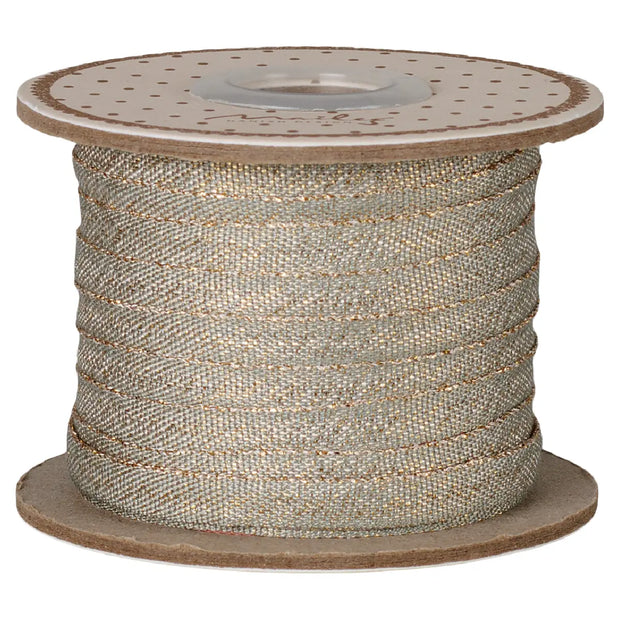 Maileg bånd mint og guld med glittereffekt til gaveindpakning