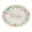 Ovale Maileg Gavekort Tillykke med dekorativt blomstermotiv, 15 stk.