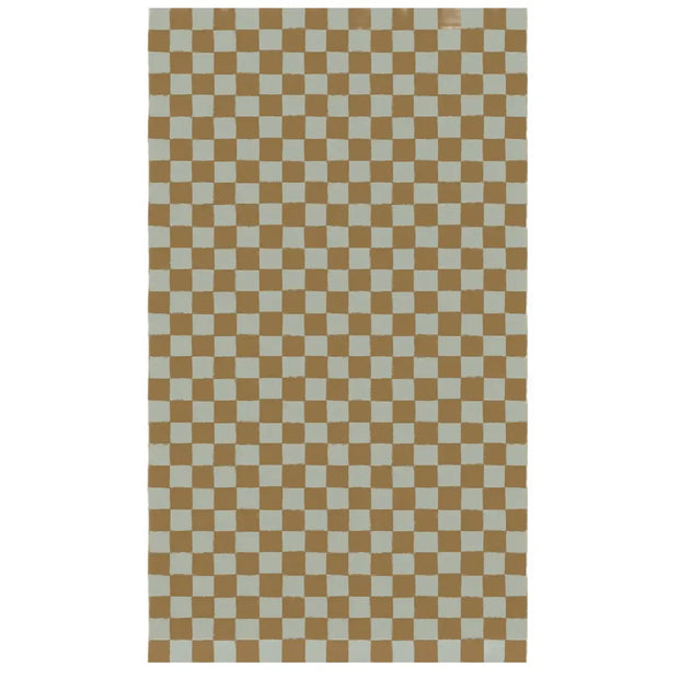 Maileg gavepapir Checker Mint Ocher 10 meter med ternet mønster