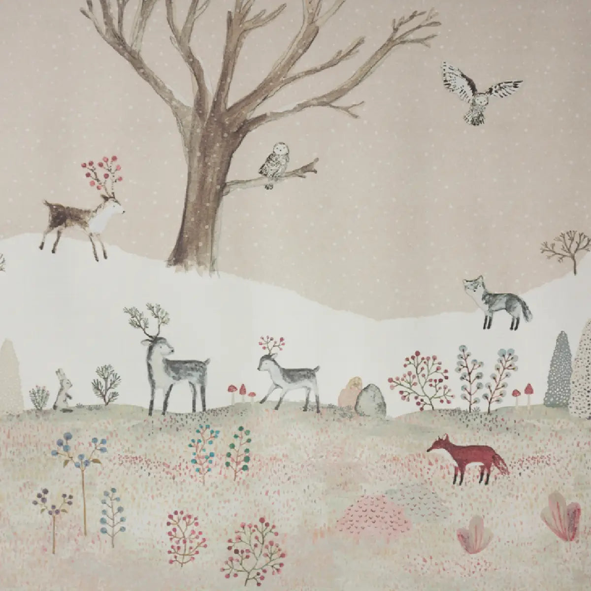 Maileg gavepapir Winter Wonderland 10 meter med dekorativt juleprint til gaveindpakning