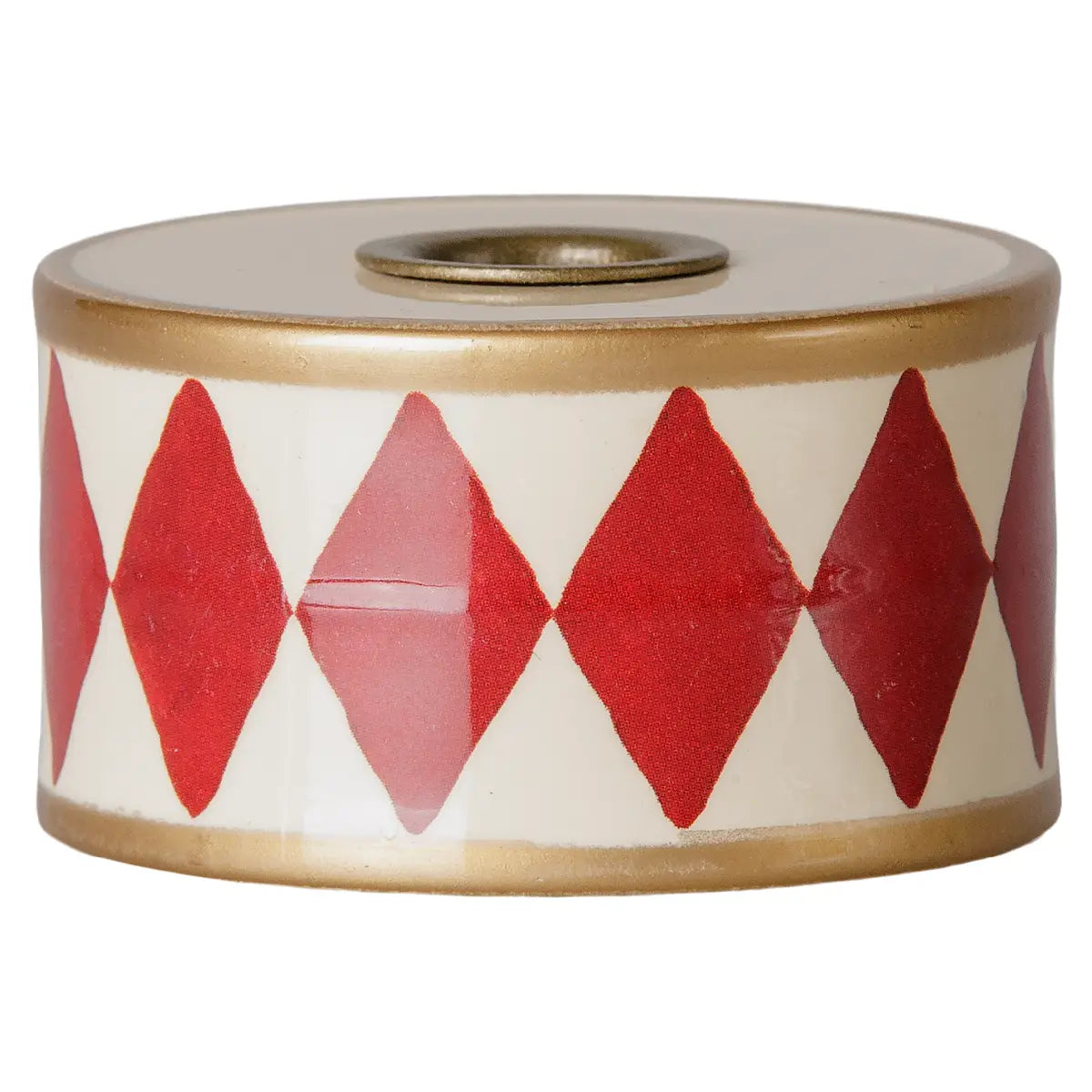 Maileg lysestage tromme rød og off white i metal