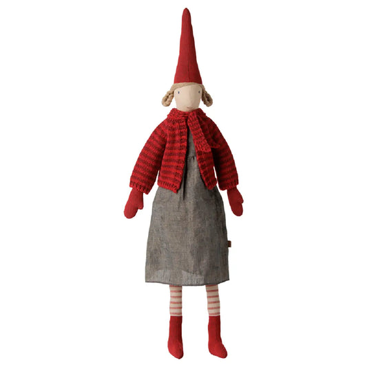 Maileg Pixy Str. 4 pige med stribet strikket cardigan