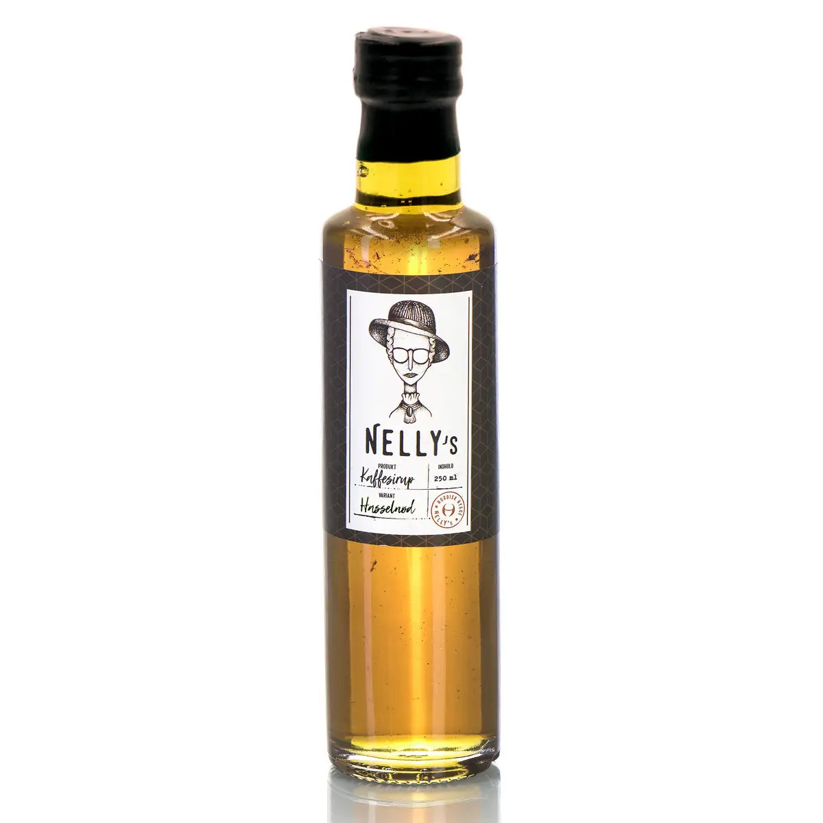 NELLY's Kaffesirup Hasselnød 25 cl – kaffesirup med HASSELNØD (10%) til varm kaffe, iskaffe og som dessertsauce på yoghurt og ymer