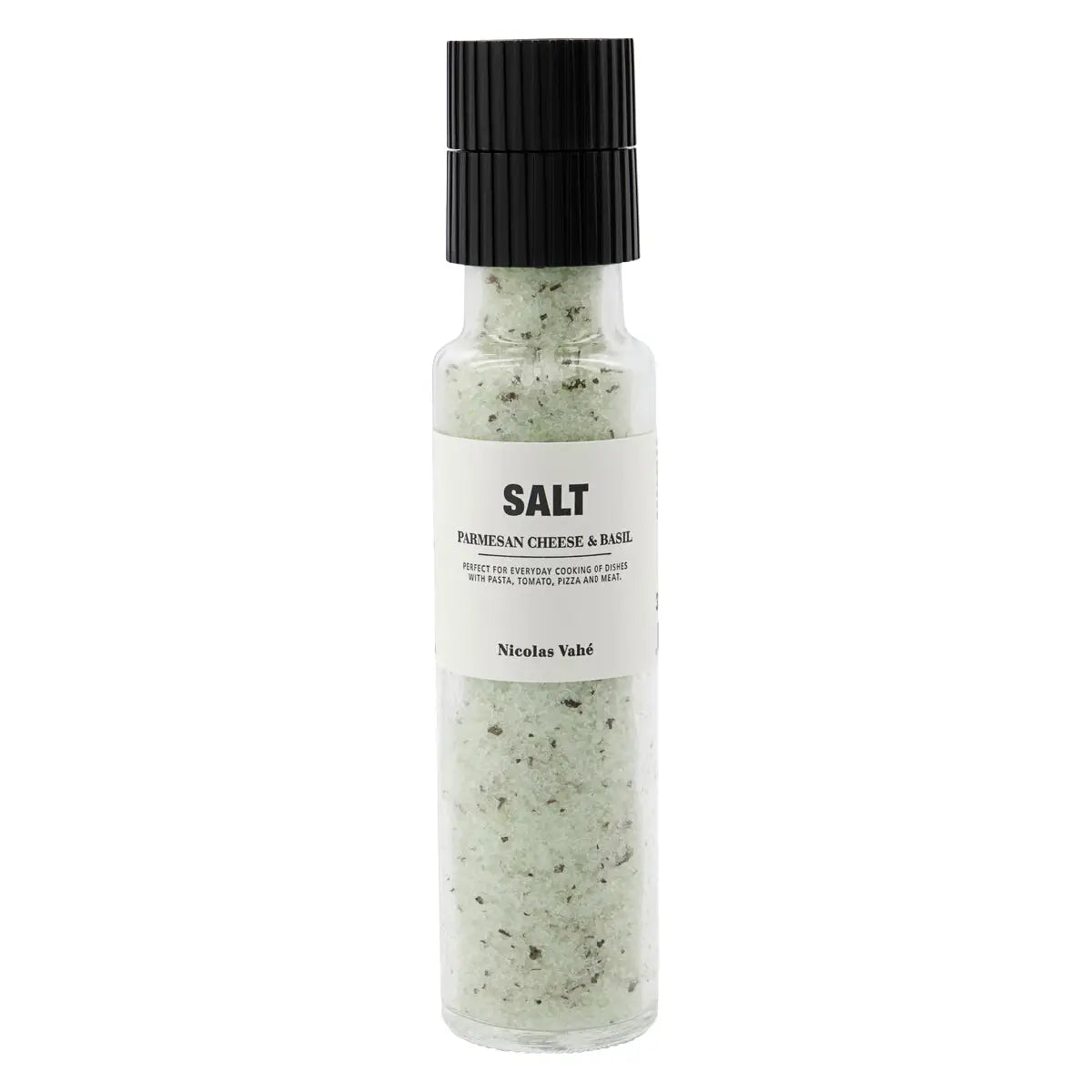 Nicolas Vahé salt med parmesan og basilikum i glaskværn, 320 g