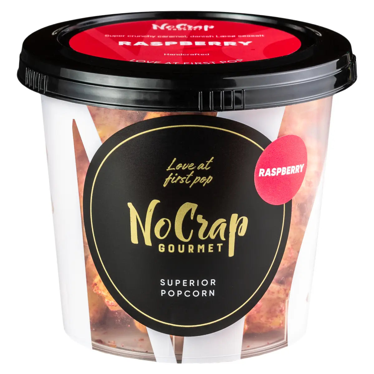 NoCrap Gourmet Hindbær Popcorn 65 g med karamel og Læsø havsalt