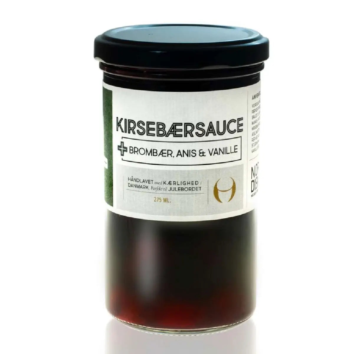 NORDISK JUL kirsebærsauce med brombær, anis og vanille, 350 ml – frugtig julesauce kogt på kirsebær, brombær og æblemost, krydret med kanel, stjerneanis og vanillestænger, perfekt til risalamande