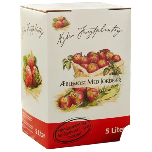Nybro Frugt æblemost med jordbær 5 l bag-in-box