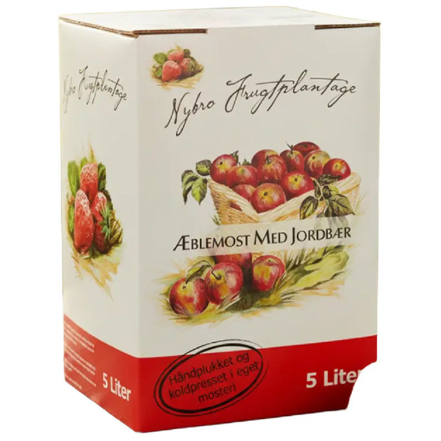 Nybro Frugt æblemost med jordbær 5 l bag-in-box