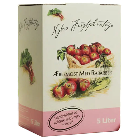 Nybro Frugt æblemost med rabarber 5 l bag-in-box