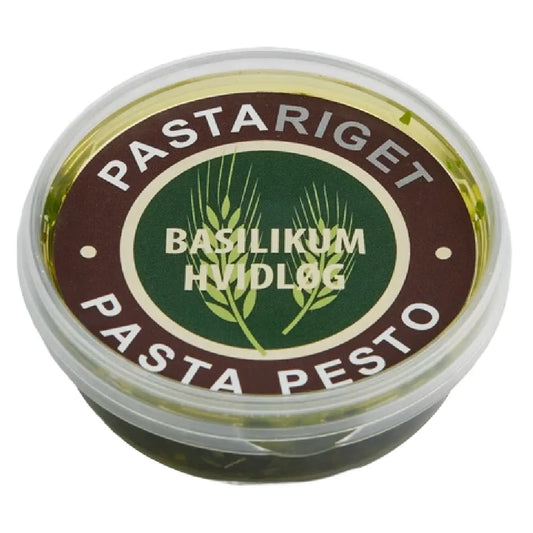 Pastariget basilikum- og hvidløgspesto med bornholmsk rapsolie, 35 g