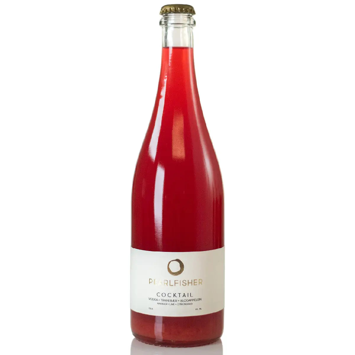 Pearlfisher færdigblandet cocktail med vodka, tranebær, blodappelsin, hindbær, lime og citrongræs, 75 cl – frisk bær- og citrussmag, klar til servering iskold, 6% vol.