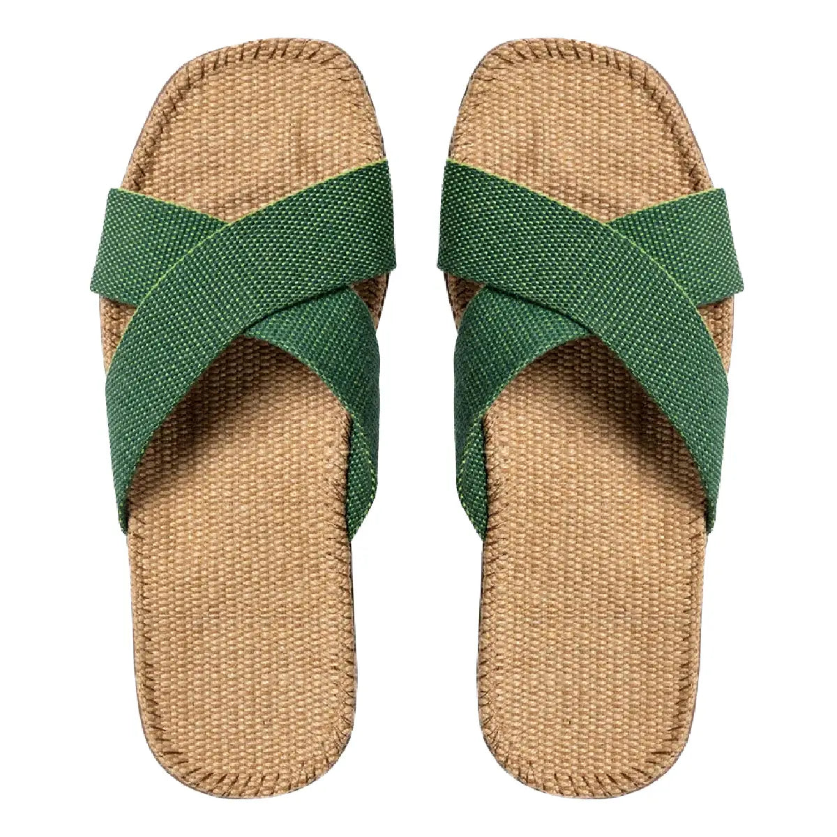 Shangies by Stilov Unisex#1 Groovy Grass grønne sandaler med brede remme og jutesål