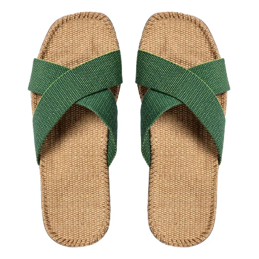 Shangies by Stilov Unisex#1 Groovy Grass grønne sandaler med brede remme og jutesål