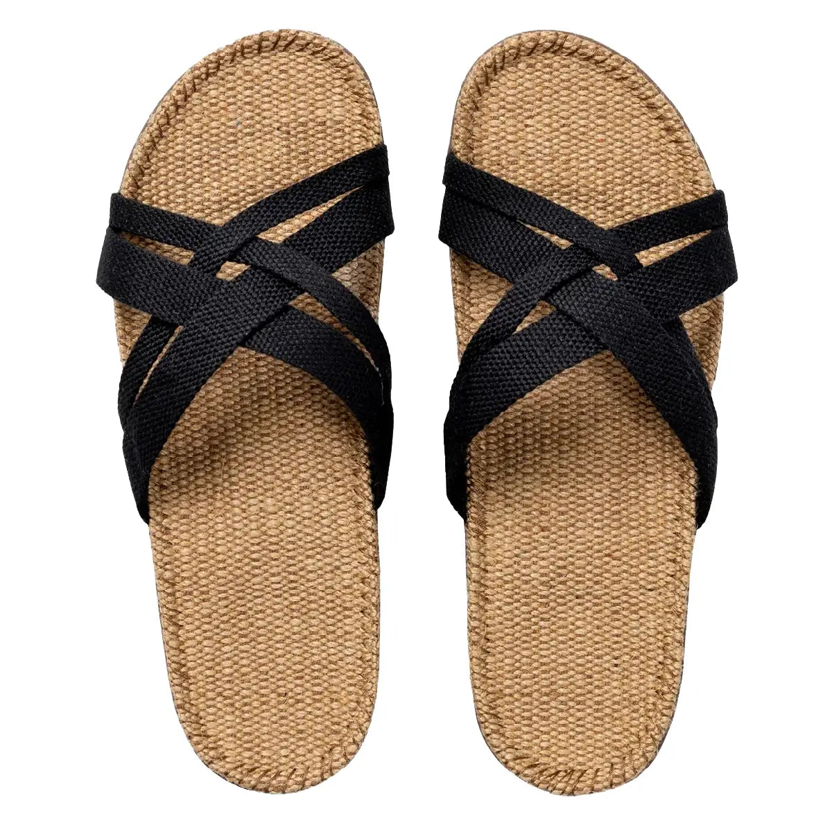 Shangies by Stilov Women#1 Black sorte sandaler med krydsremme og jutesål