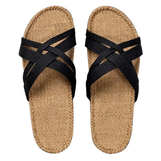 Shangies by Stilov Women#1 Black sorte sandaler med krydsremme og jutesål